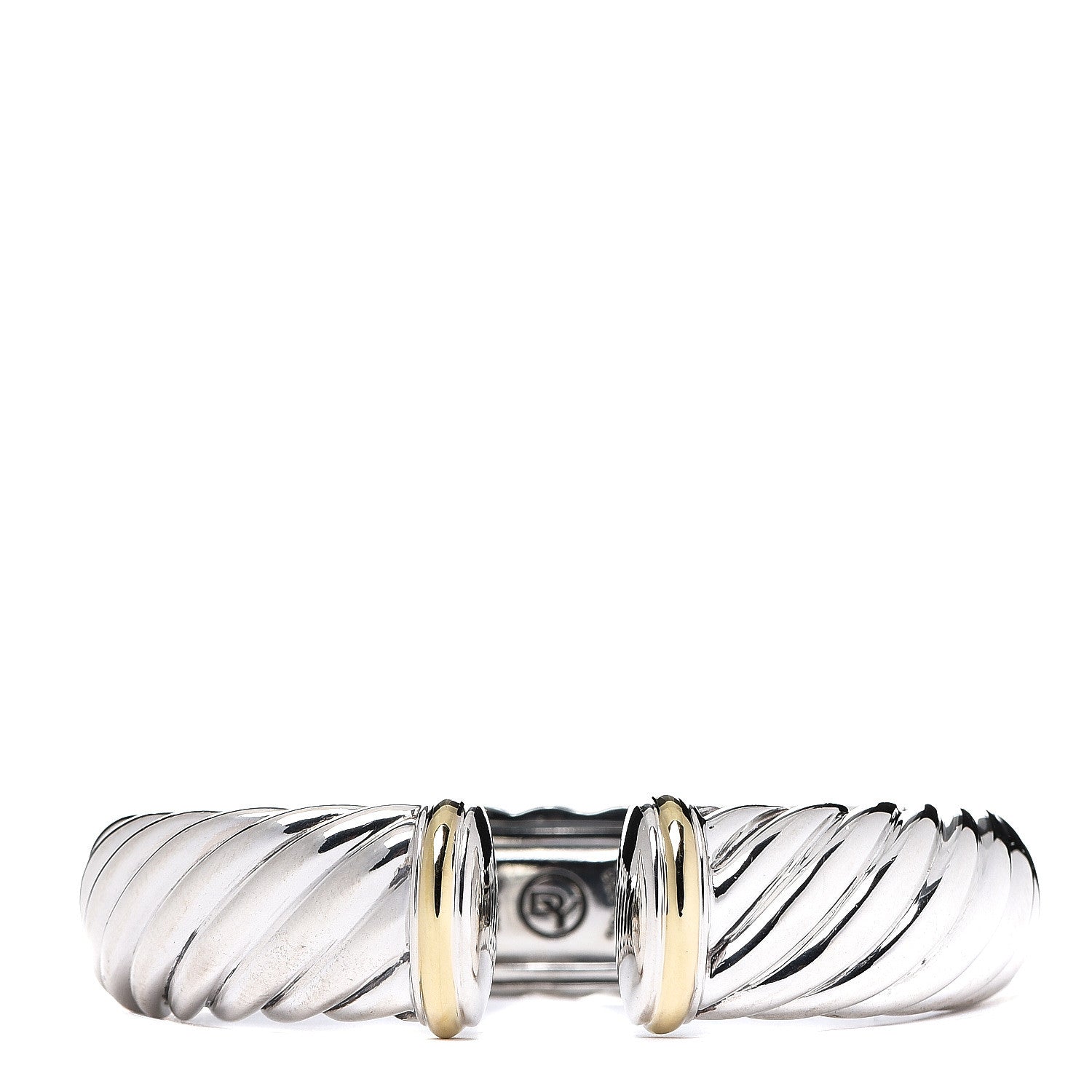 David Yurman Sterling Silver 18K Yellow Gold 15mm Sculpted Cable Cuff Bracelet 1 of 3