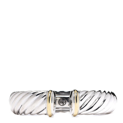 David Yurman Sterling Silver 18K Yellow Gold 15mm Sculpted Cable Cuff Bracelet 1 of 3