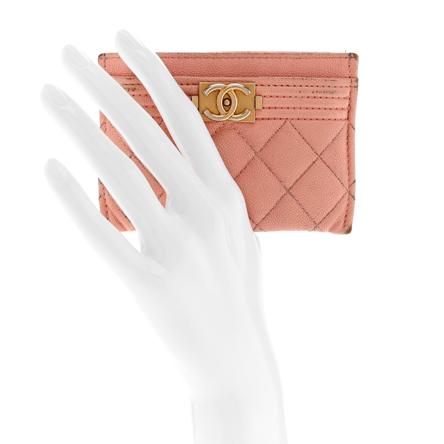 Caviar Quilted Boy Card Holder Light Pink