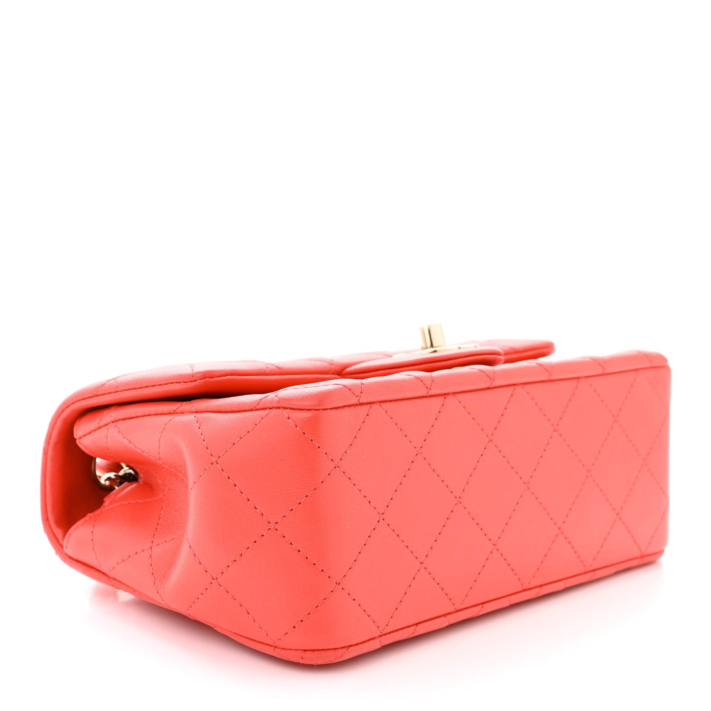 Lambskin Quilted Mini Rectangular Flap Coral