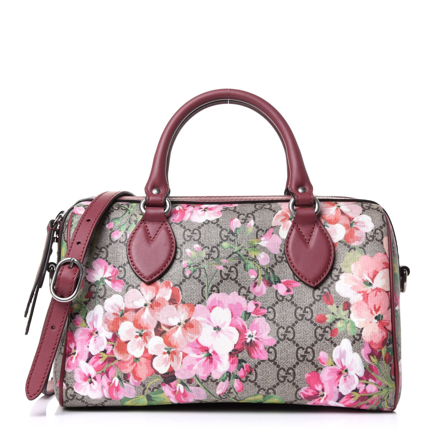 Gucci GG Supreme Monogram Blooms Small Boston Beige Multicolor Dry Rose 1 of 11