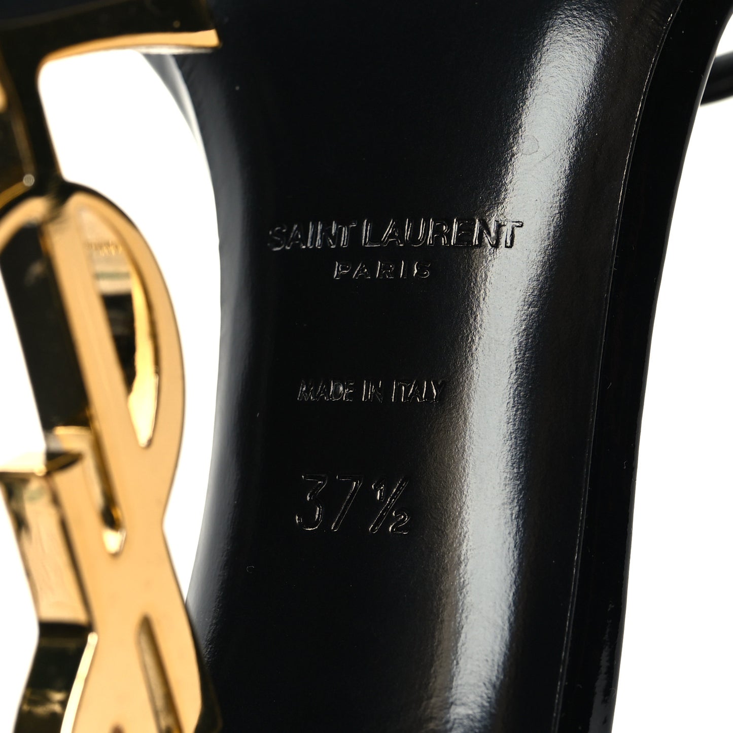 Patent Calfskin Opyum 110 Sandals 37.5 Black Gold