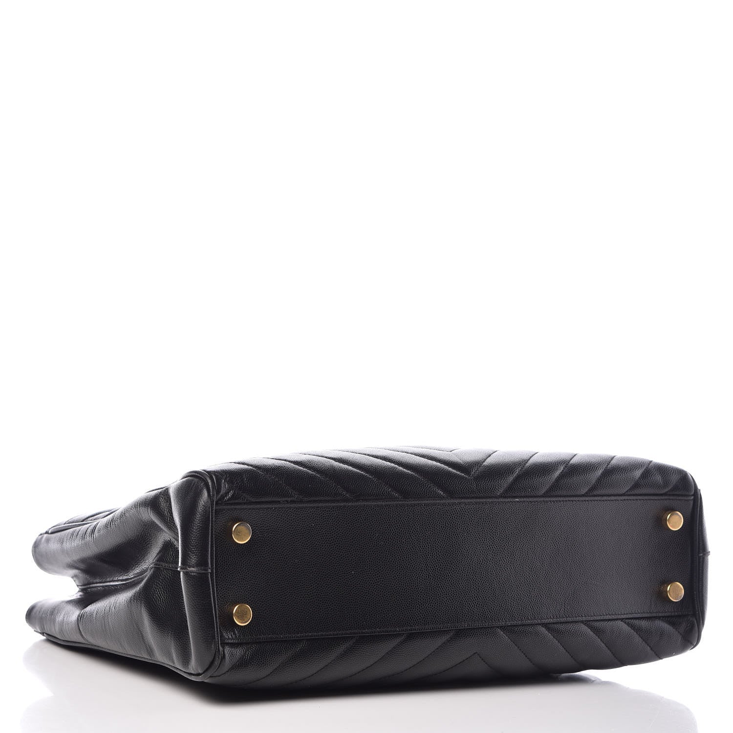 Saint Laurent Grain De Poudre Matelasse Chevron Monogram Shopping Bag Black 4 of 13