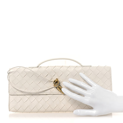Bottega Veneta Nappa Intrecciato Long Andiamo Top Handle Clutch Sea Salt 2 of 11