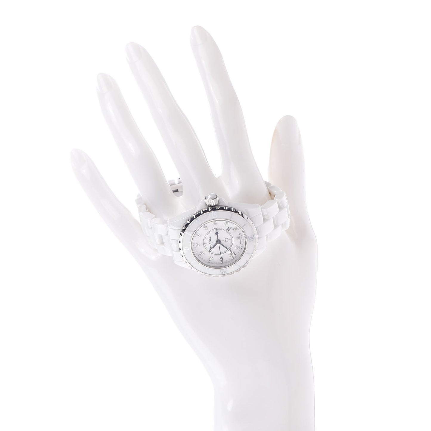 Stainless Steel Ceramic Diamond 33mm J12 Quartz Watch White