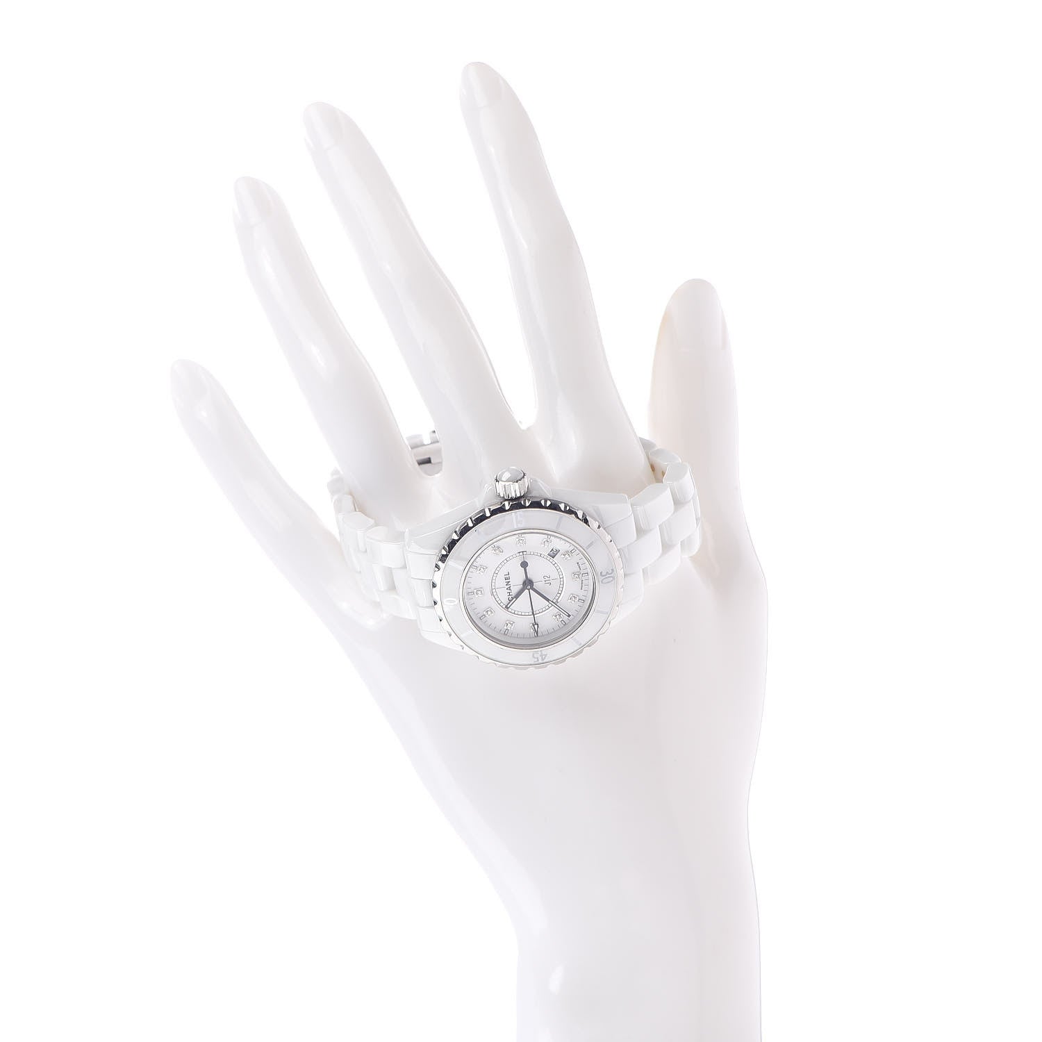 Chanel Stainless Steel Ceramic Diamond 33mm J12 Quartz Watch White 2 of 6
