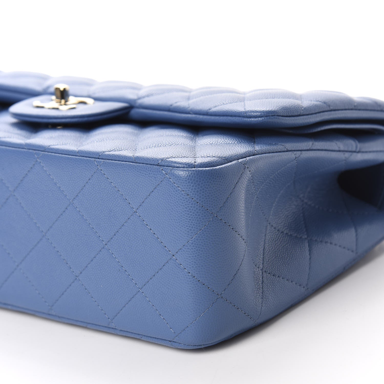 Chanel Caviar Quilted Jumbo Double Flap Blue 7 of 10