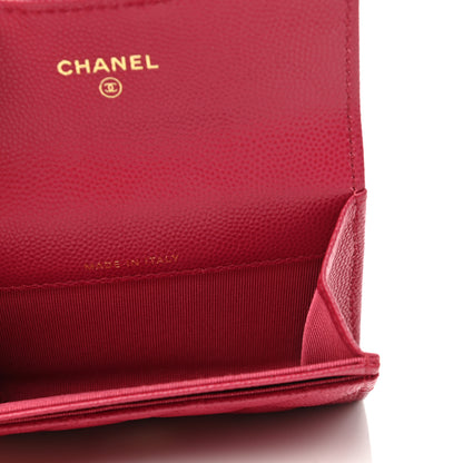 Chanel Caviar Quilted Flap Card Holder Wallet Dark Pink 5 of 9