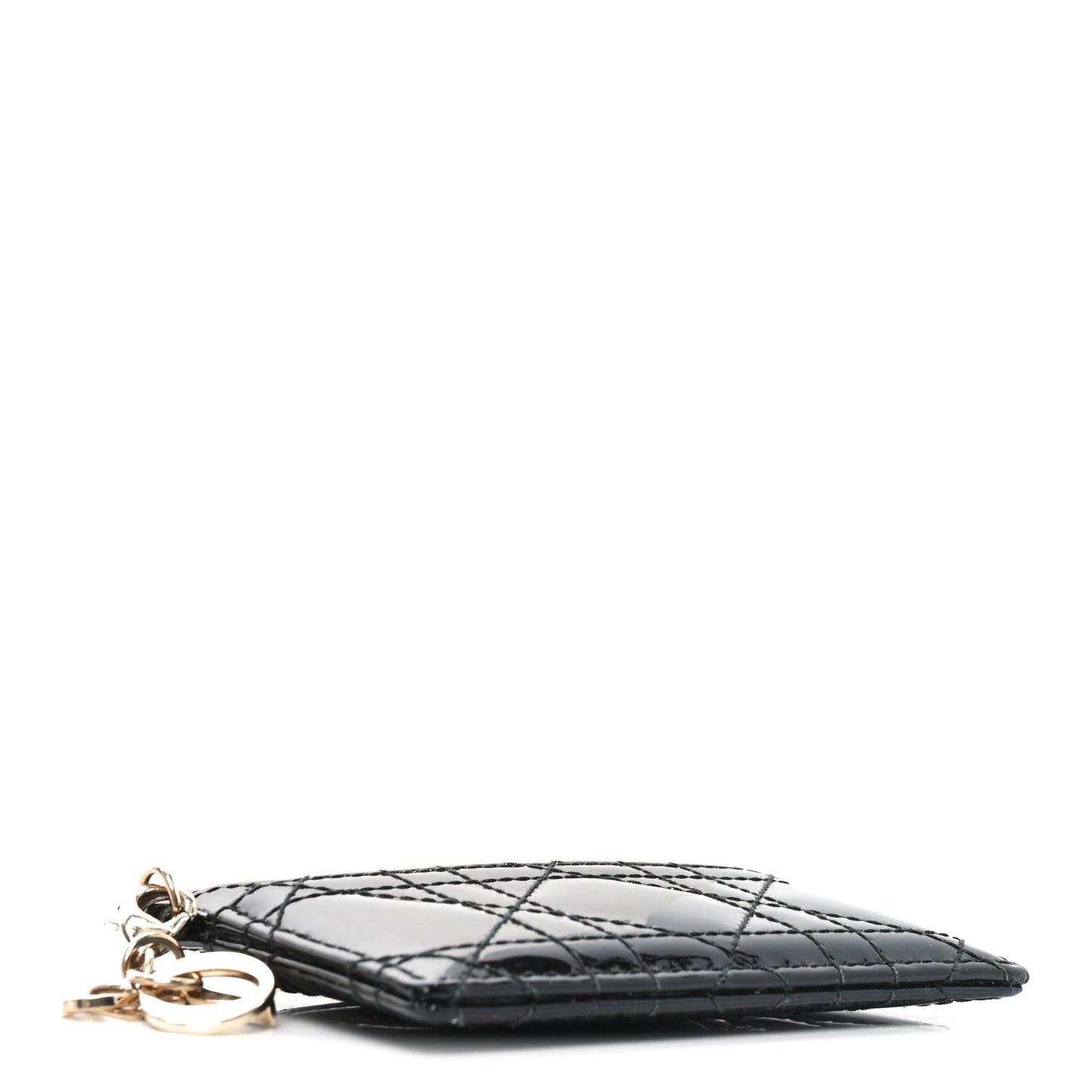 Patent Cannage Lady Dior Card Holder Black