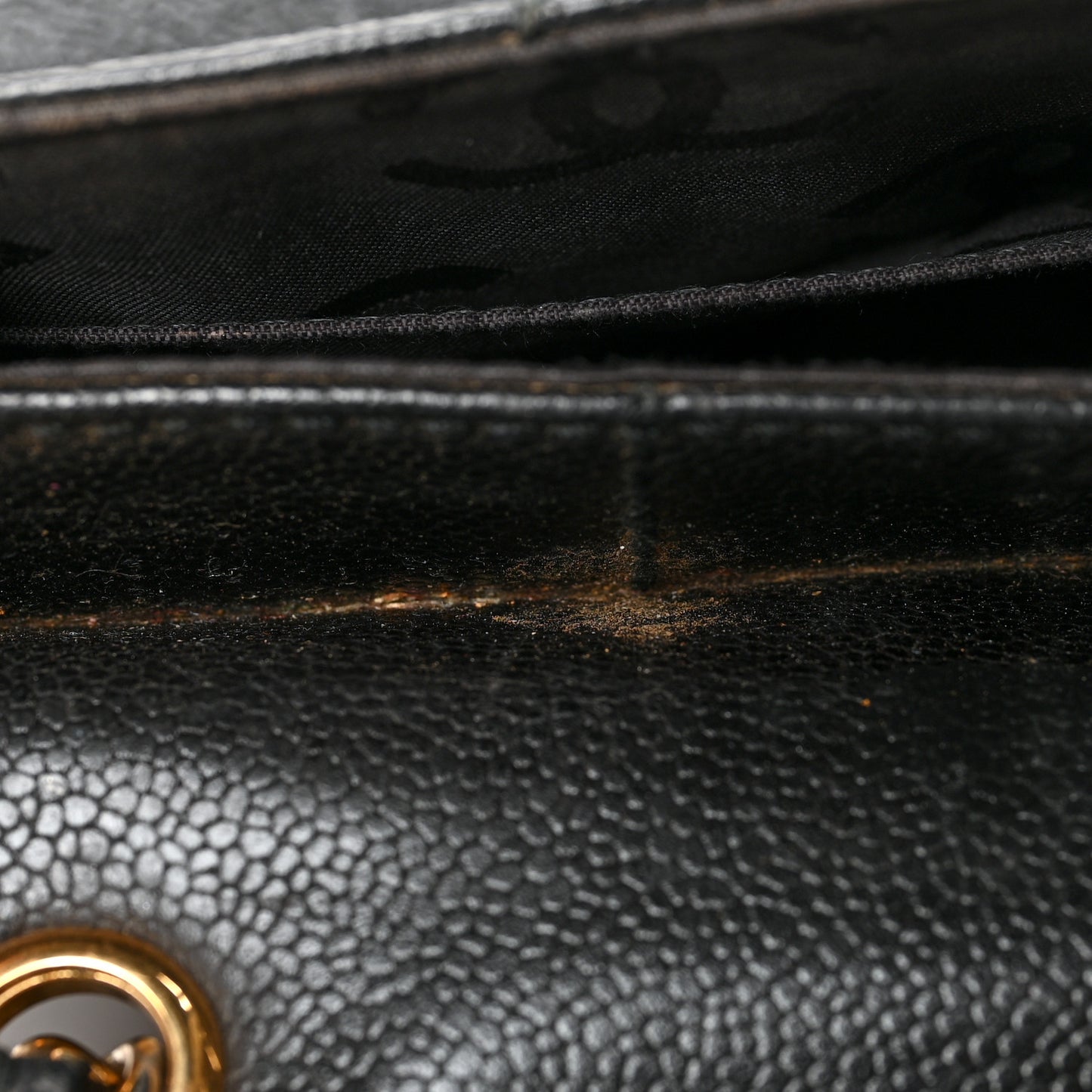 Caviar Square Stitched Small Flap Black