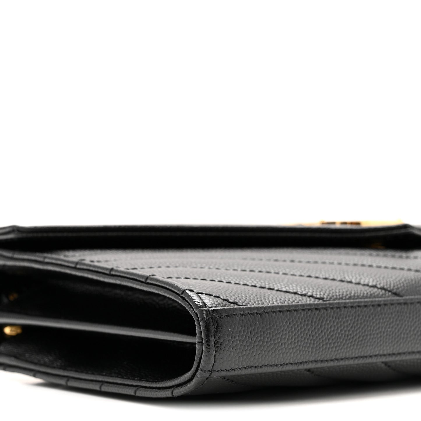 Grain De Poudre Matelasse Chevron Monogram Chain Wallet Black