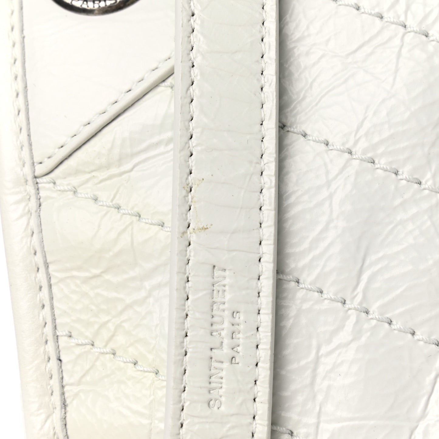 Crinkled Calfskin Matelasse Monogram Medium Niki Chain Satchel Dirty White