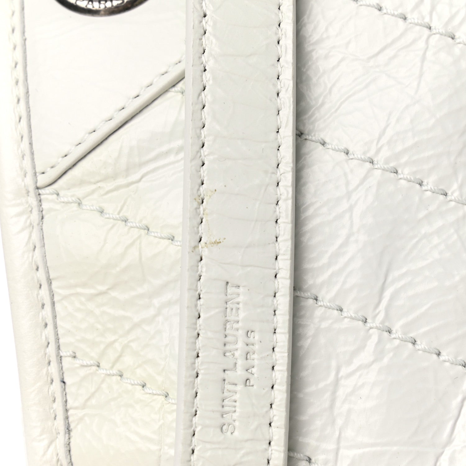 Saint Laurent Crinkled Calfskin Matelasse Monogram Medium Niki Chain Satchel Dirty White 13 of 14
