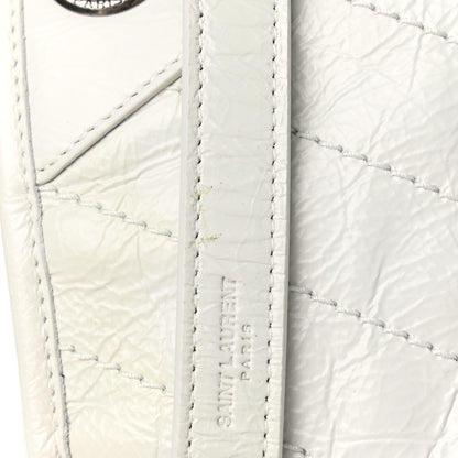Saint Laurent Crinkled Calfskin Matelasse Monogram Medium Niki Chain Satchel Dirty White 13 of 14
