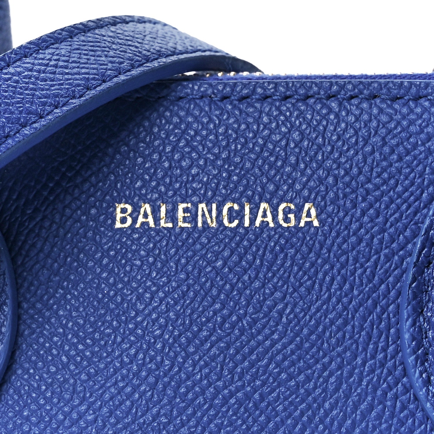Balenciaga Signature Grained Calfskin Logo XXS Ville Top Handle Bag Bleu Roi White 8 of 12