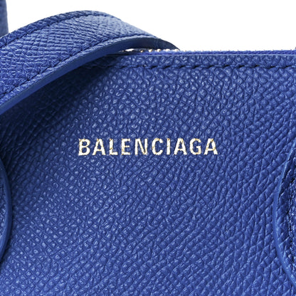 Balenciaga Signature Grained Calfskin Logo XXS Ville Top Handle Bag Bleu Roi White 8 of 12