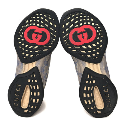 Gucci Ultralight Plume Calfskin Monogram Printed Womens Gucci Run Sneakers 39 Beige Blue 5 of 10