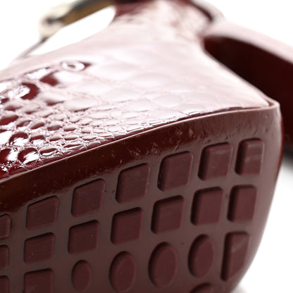 Bottega Veneta Glossy Calfskin Crocodile Embossed Mostra Mary Jane 120 MM Pumps 39.5 Merlot 9 of 10