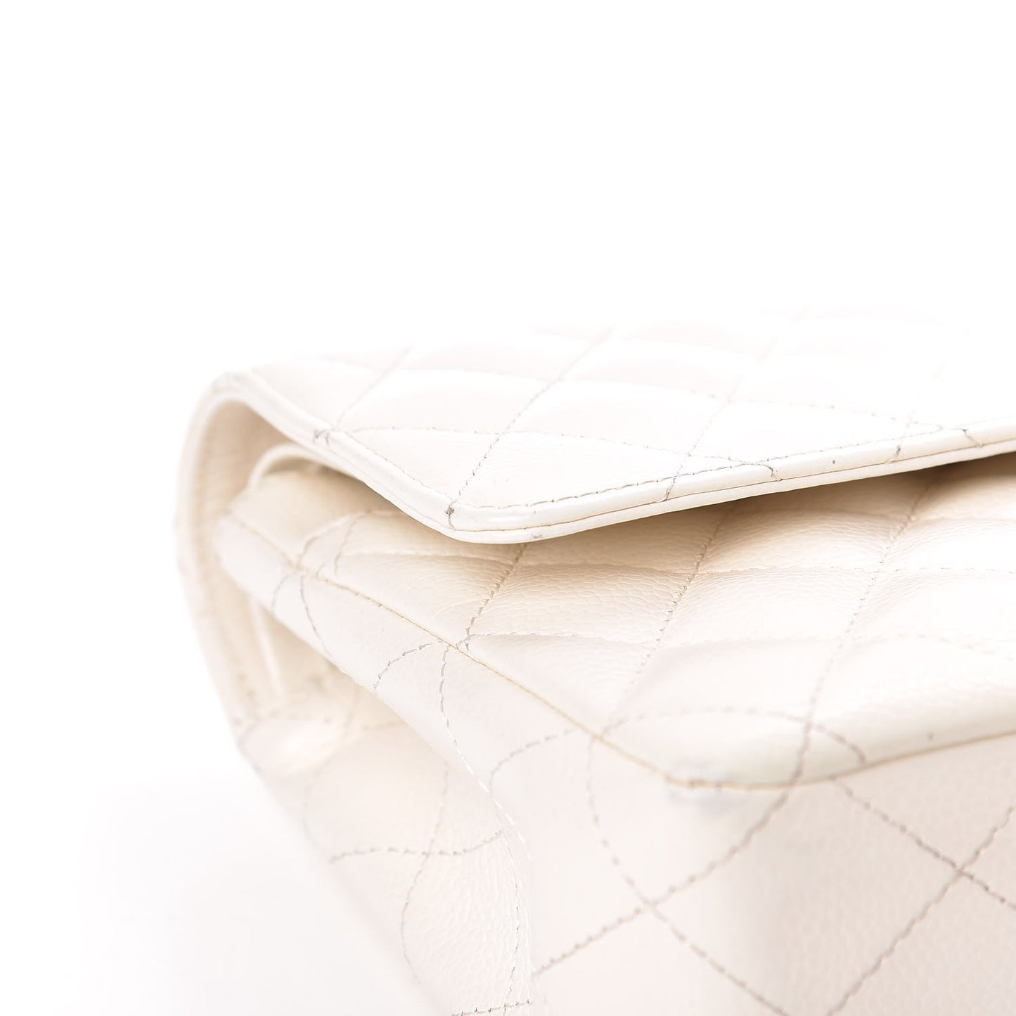 Caviar Quilted Medium Double Flap White
