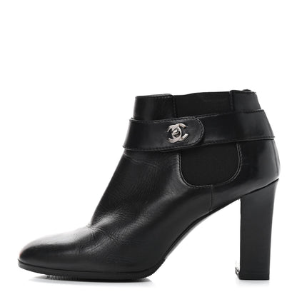 Chanel Calfskin CC Turnlock Ankle Boots 40 Black 1 of 12