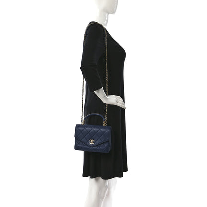 Chanel Calfskin Quilted Small Gold Top Handle Flap Blue 2 of 12