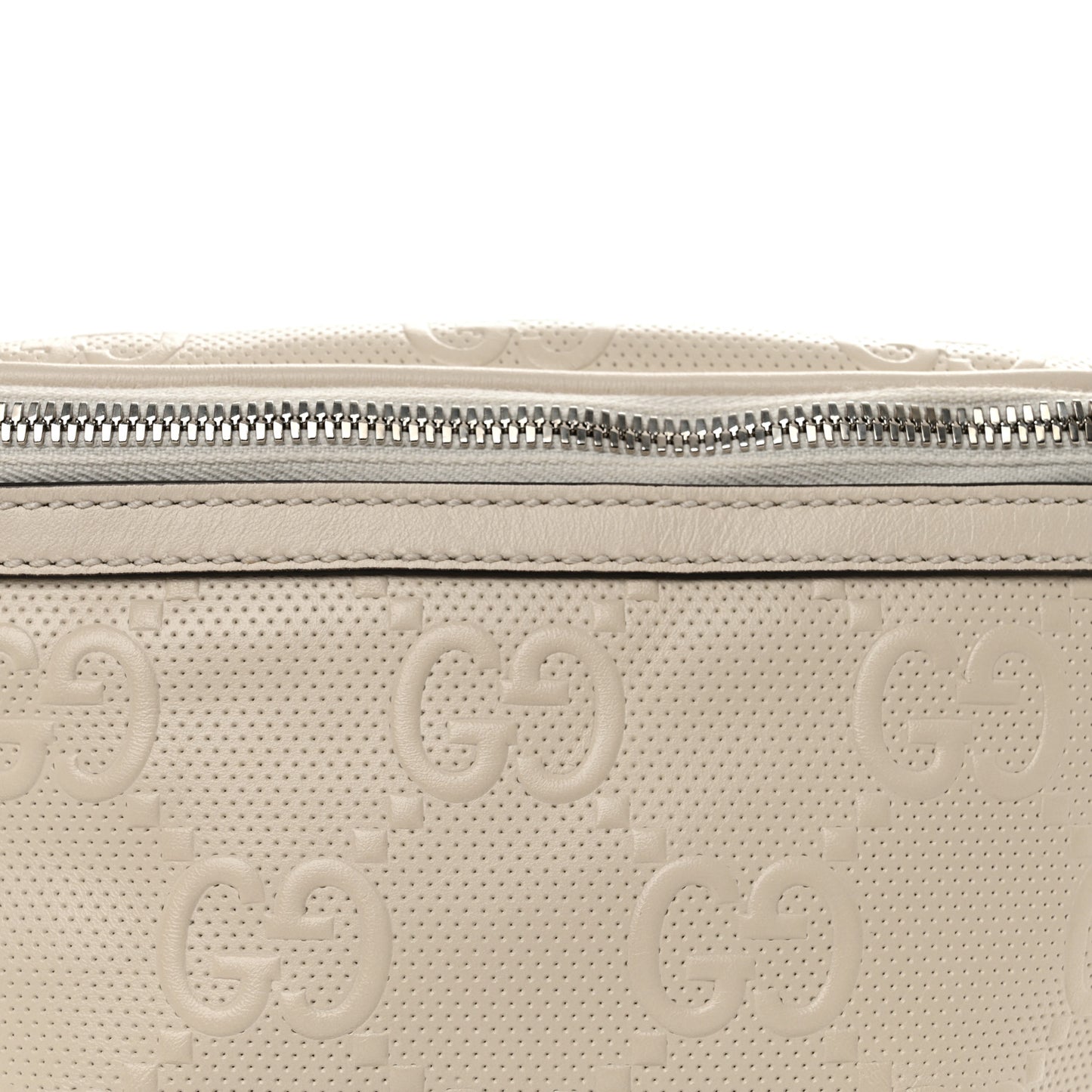 Calfskin GG Tennis Embossed Belt Bag Mystic White