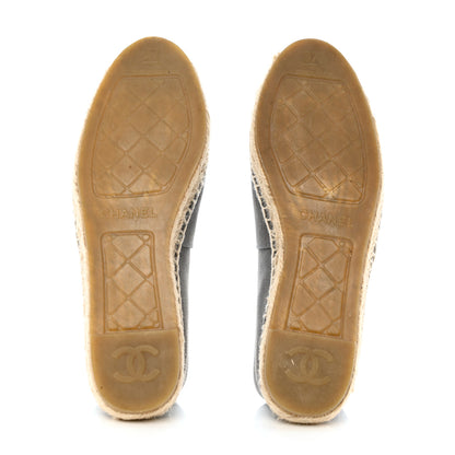 Chanel Canvas Grosgrain CC Espadrilles 37 Grey Black 5 of 11