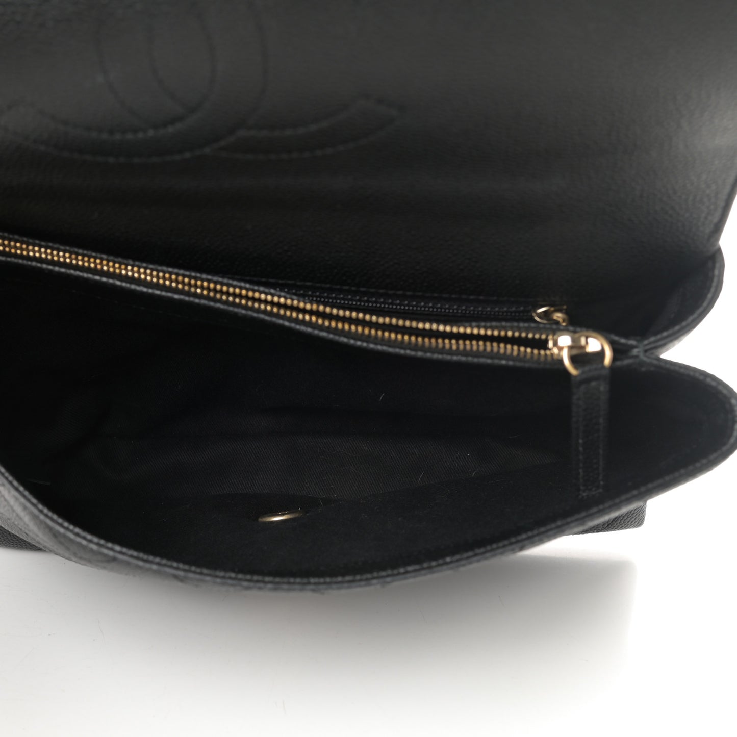 Grained Calfskin Stitched Flap Black