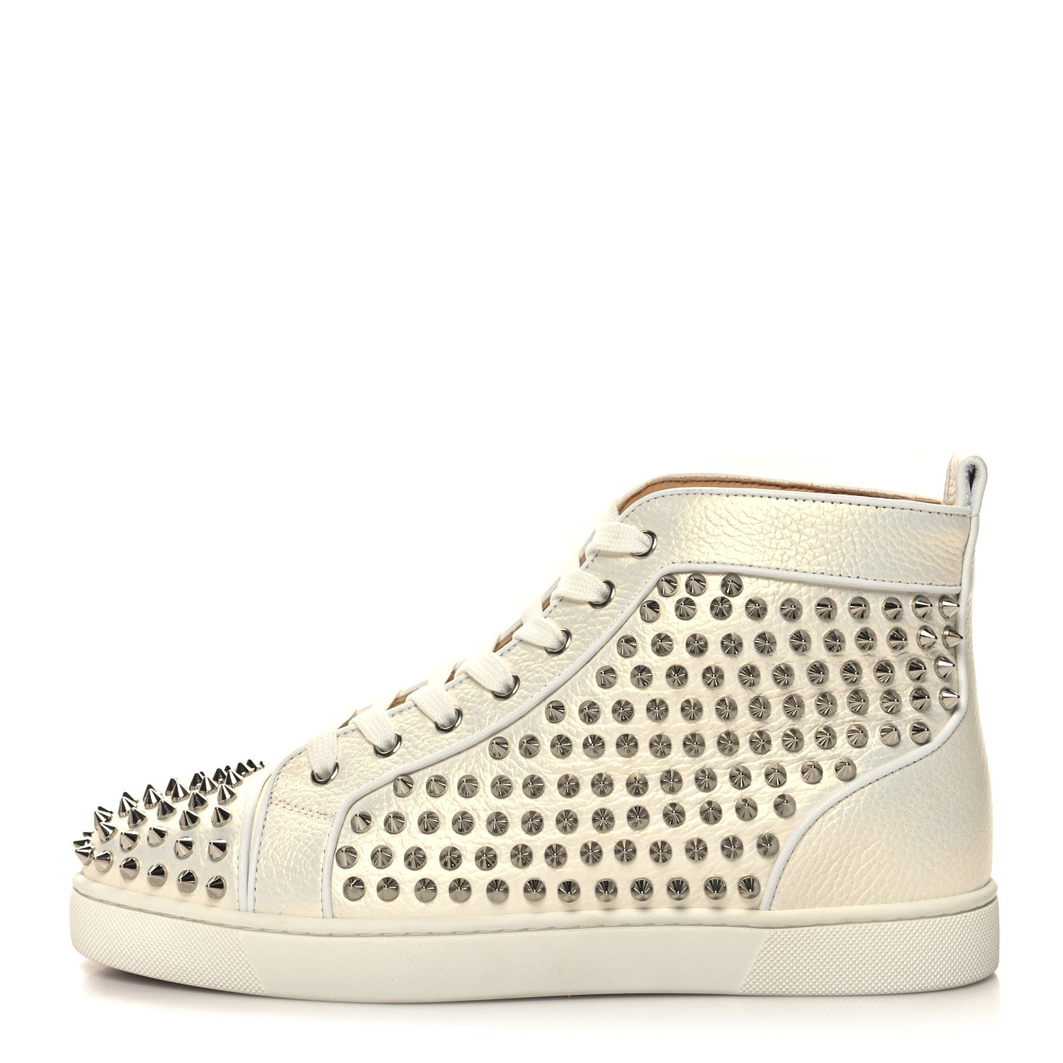 Christian Louboutin Calfskin Spikes Mens Louis Orlato Flat Sneakers 41 Champagne 1 of 9
