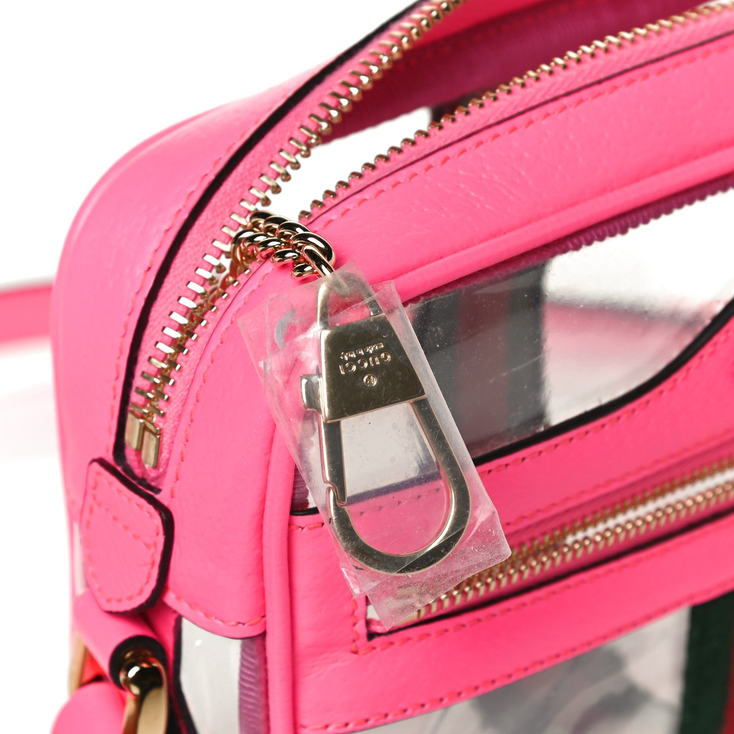 Gucci Vinyl Web Mini Ophidia Transparent Shoulder Bag Fluorescent Fuchsia 11 of 14
