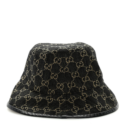 Gucci Jacquard Denim GG Monogram Oscar Bucket Hat M Black Ivory 4 of 7