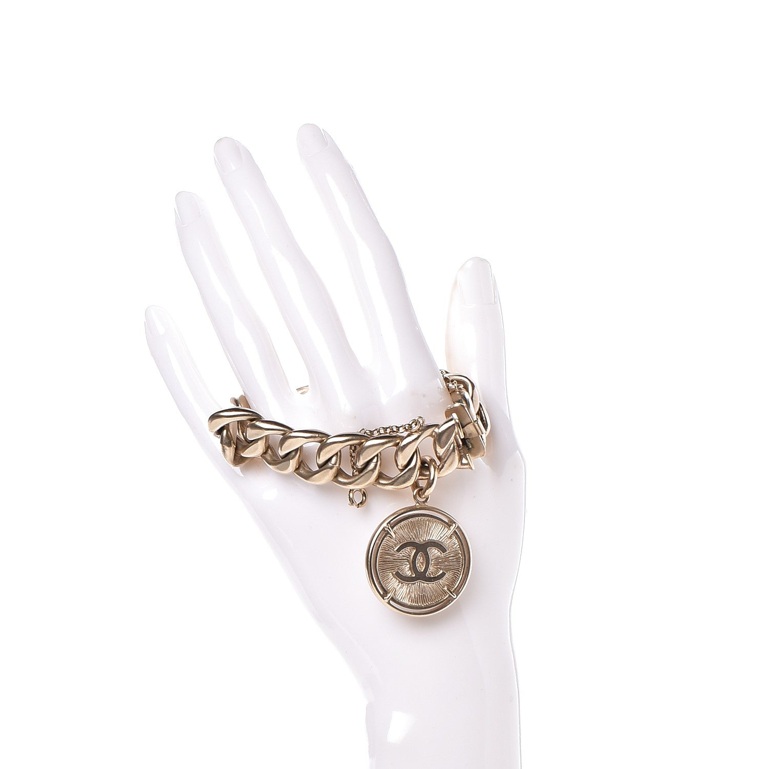 Chanel Metal Quilted CC Coin Bracelet Gold 2 of 7