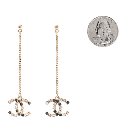 Chanel Crystal CC Drop Earrings Pink Grey Gold 2 of 4