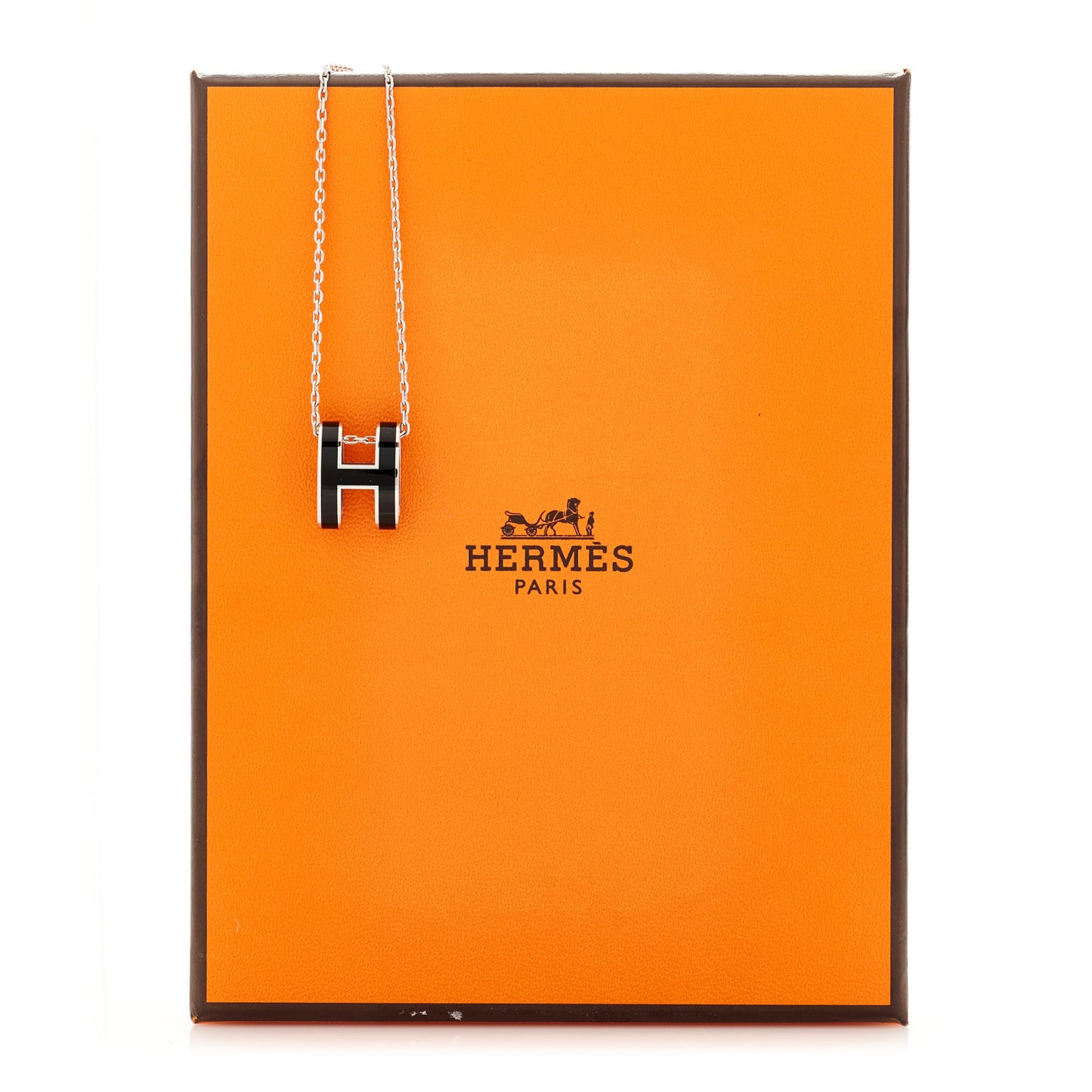 Lacquered Palladium Pop H Pendant Necklace Black