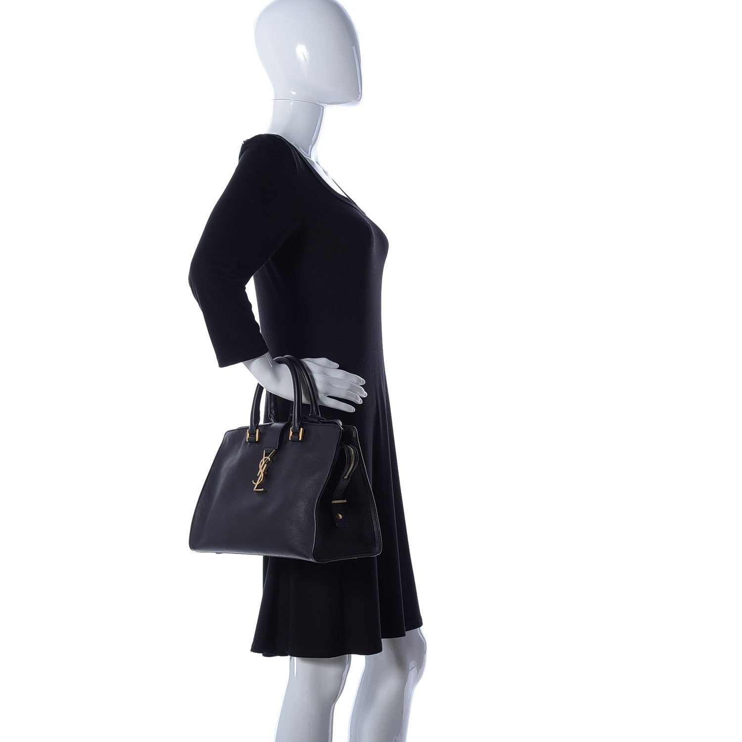 Saint Laurent Smooth Calfskin Small Monogram Cabas Black 2 of 17