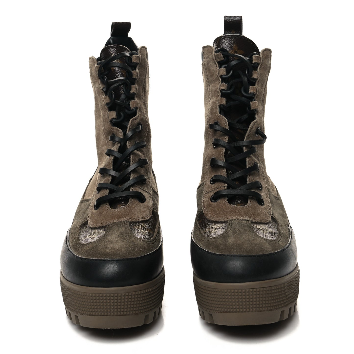 Suede Calfskin Monogram Laureate Platform Desert Boots 39 Taupe