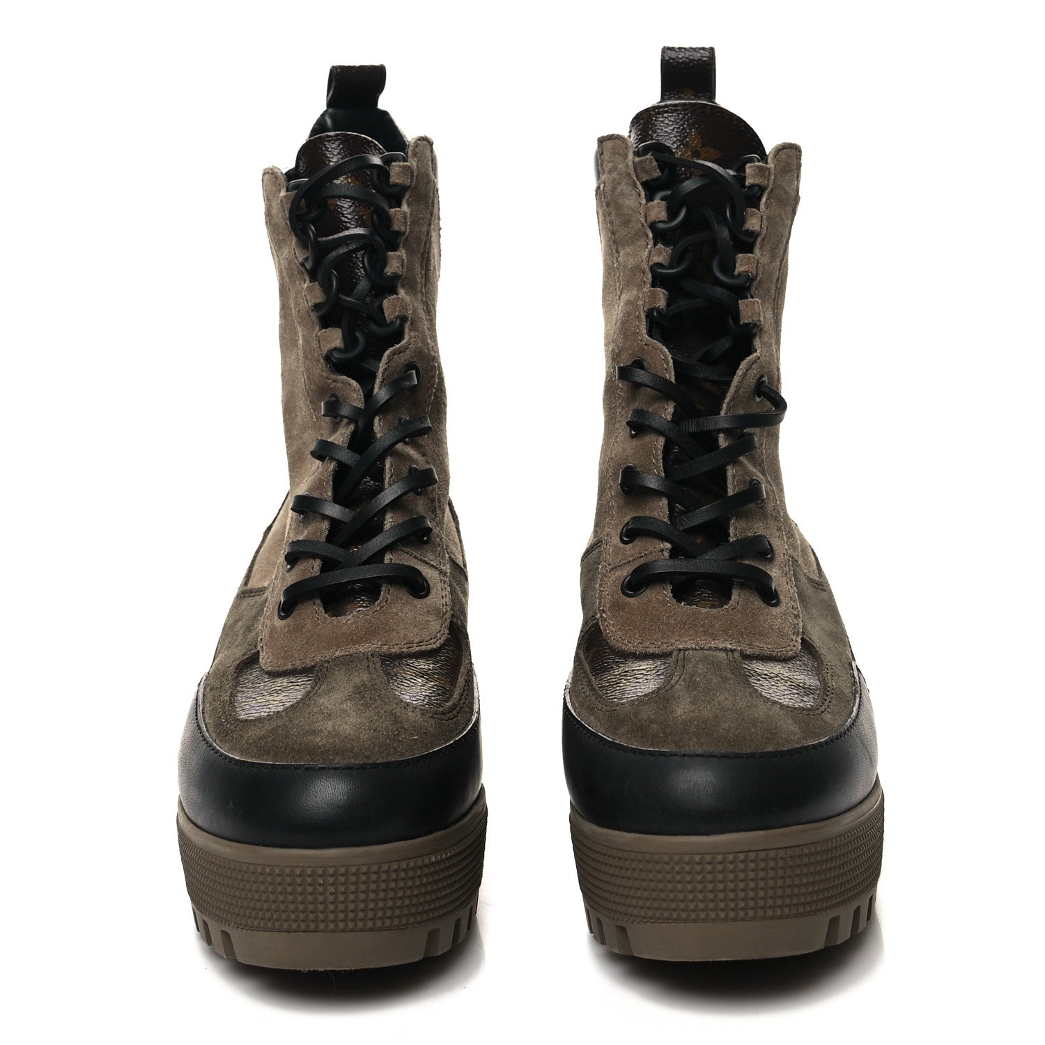 Louis Vuitton Suede Calfskin Monogram Laureate Platform Desert Boots 39 Taupe 2 of 8