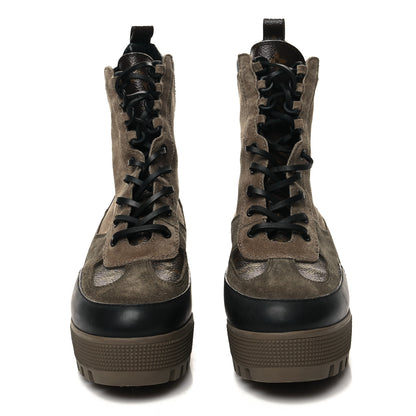 Louis Vuitton Suede Calfskin Monogram Laureate Platform Desert Boots 39 Taupe 2 of 8