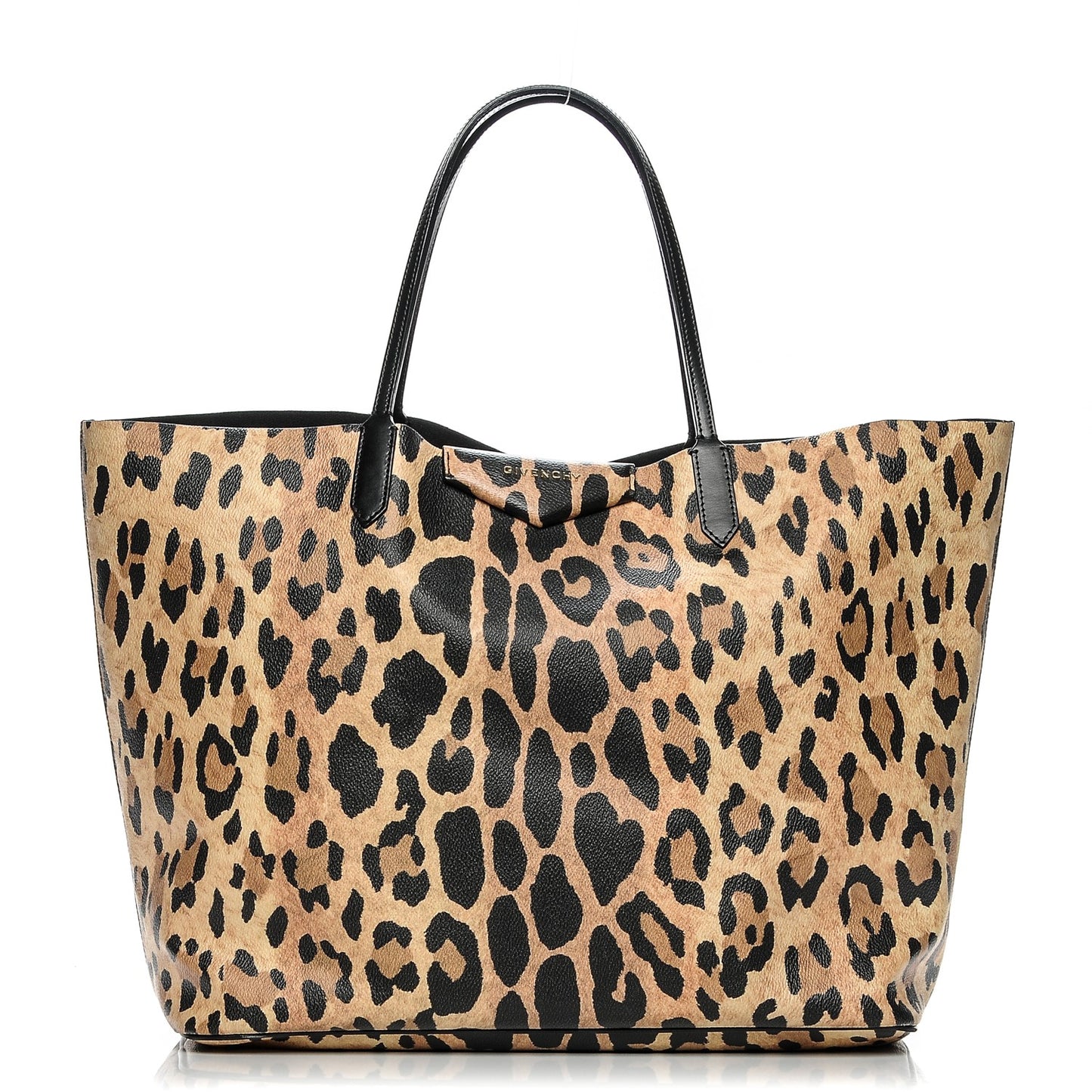 Textured Coated Canvas Leopard Print Large Antigona Tote