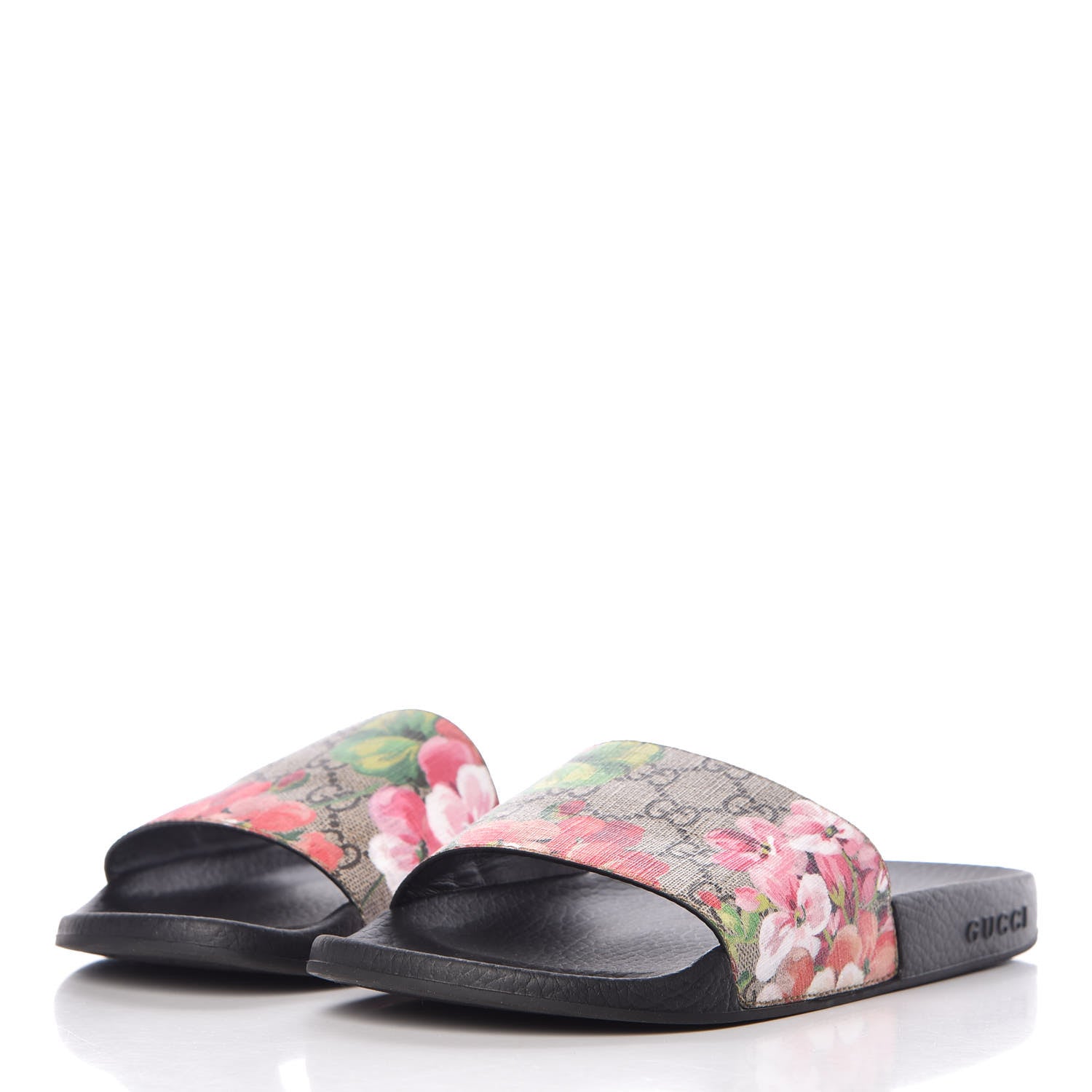 Gucci GG Supreme Monogram Blooms Slide Sandals 38 Beige Multicolor 3 of 7