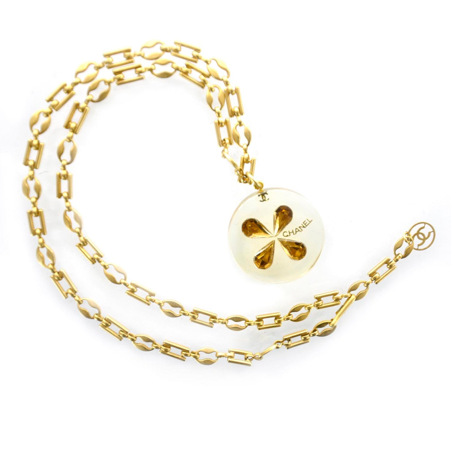 Resin Crystal Clover Necklace