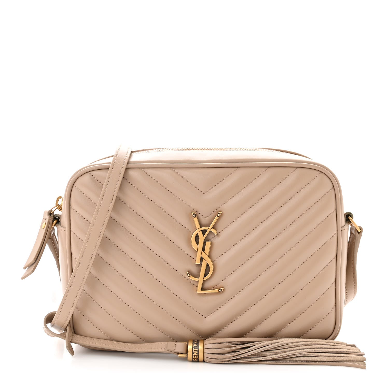 Saint Laurent Calfskin Matelasse Monogram Lou Camera Bag Dark Beige 1 of 14