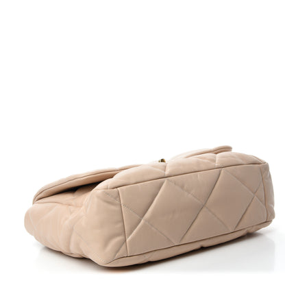 Chanel Lambskin Quilted Maxi Chanel 19 Flap Light Beige 4 of 13