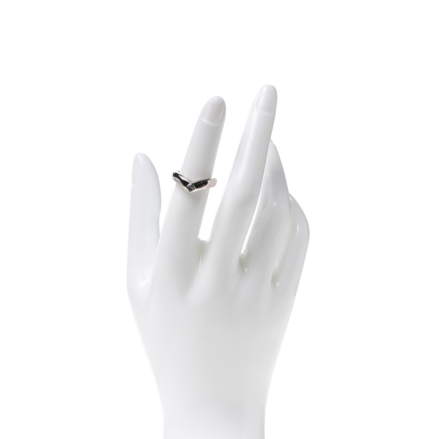 Cartier 18K White Gold Diamond Solitaire V Band Ring 49 4.75 2 of 4