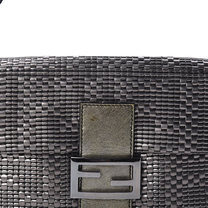 Fendi Metallic Lambskin Woven Baguette Light Grey 12 of 12