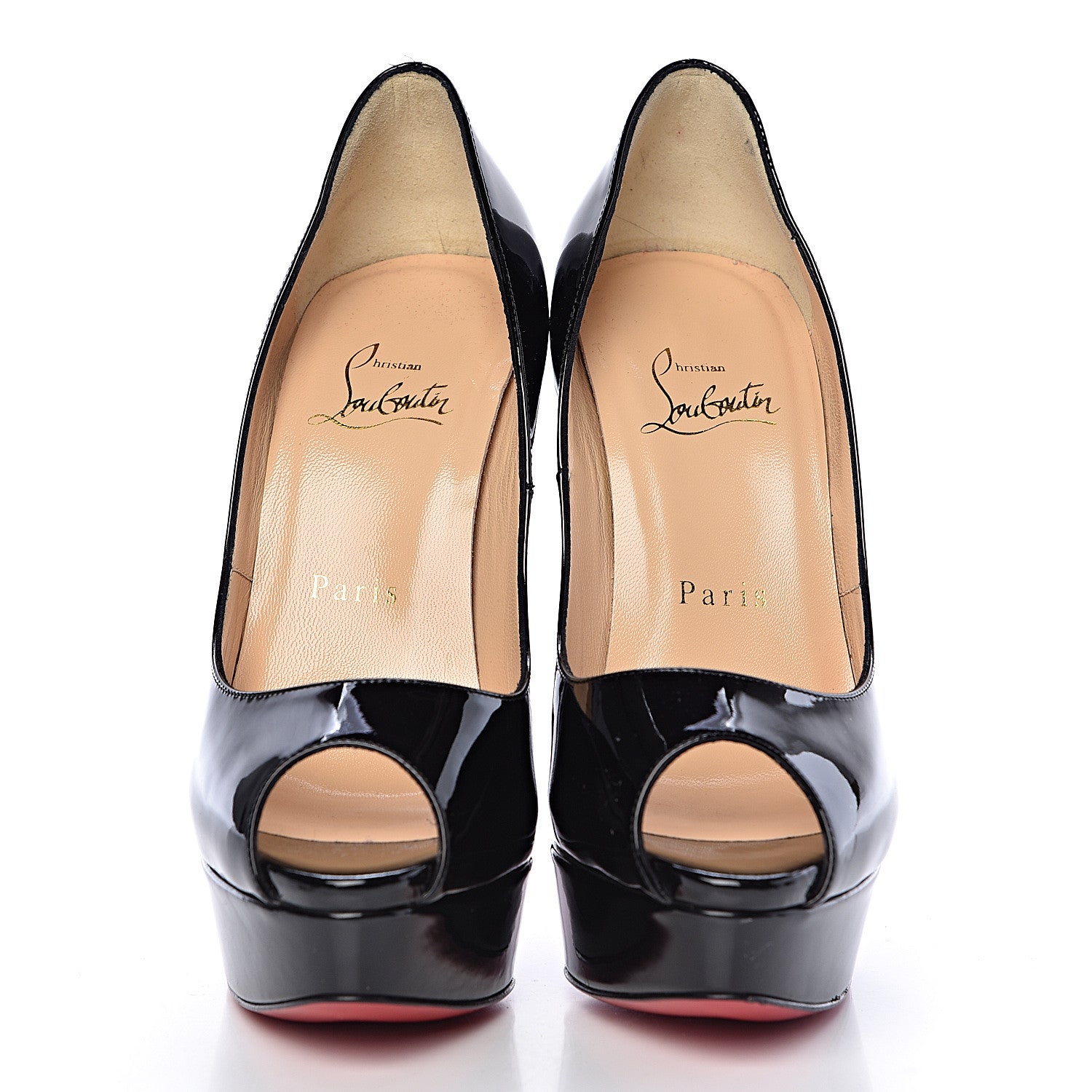 Christian Louboutin Patent Lady Peep 150 Pumps 36 Black 2 of 7
