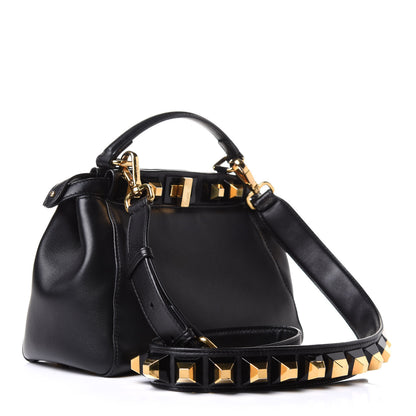 Fendi Nappa Studded Mini Peekaboo Iconic Satchel Black 3 of 11
