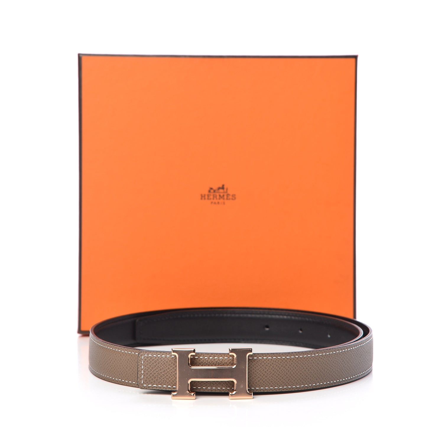 Swift Epsom 22mm H Belt 80 Black Etoupe