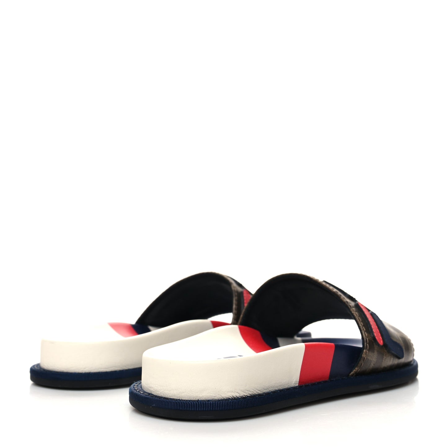 X FILA Glazed Fabric Calfskin FF 1974 Mania Slide Sandals Mogano Panna Blueberry Caipiroska 35