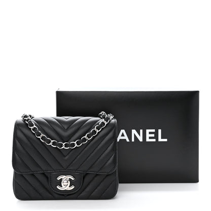 Chanel Lambskin Chevron Quilted Mini Square Flap Black 11 of 11